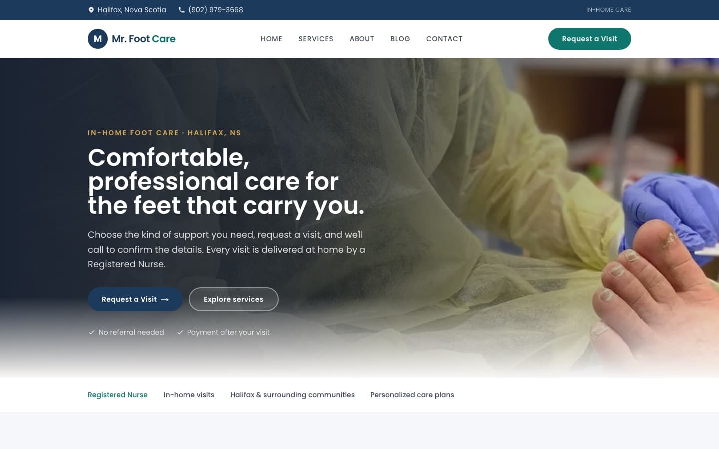 Mr. Foot Care services page